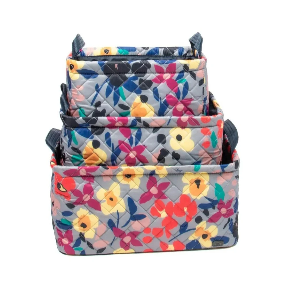 NWT Lug Crescendo 3pc Reversible Storage Bins in Wildflower Multi - Picture 2 of 8